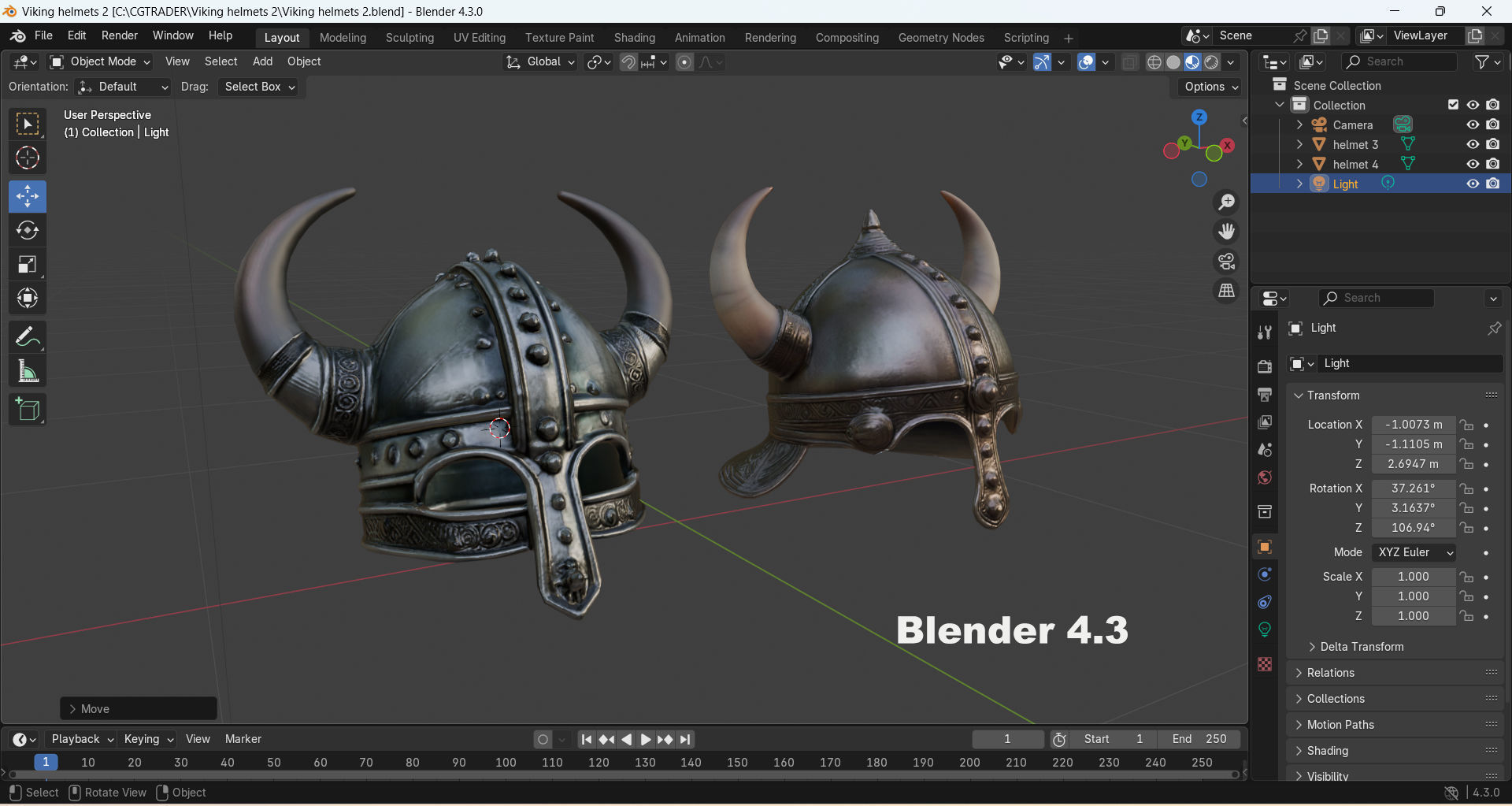 Viking helmets 2 Low-poly 3D model_11