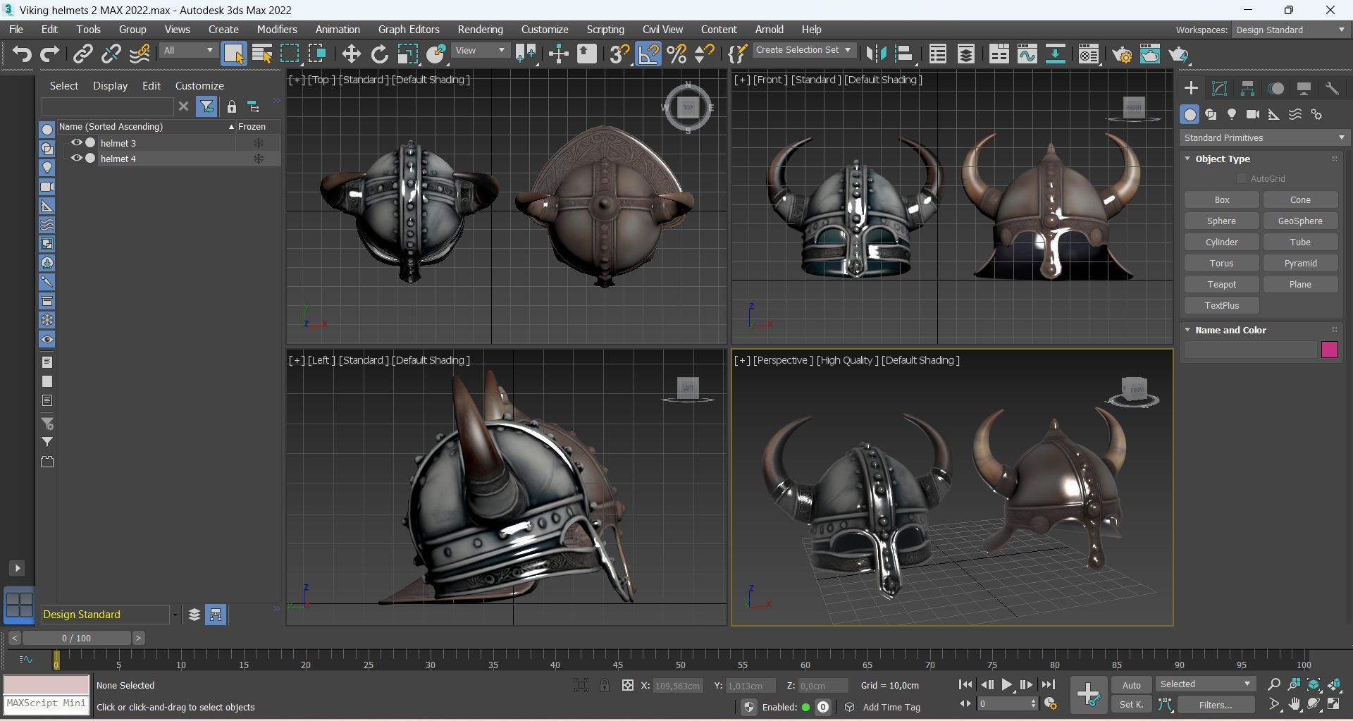 Viking helmets 2 Low-poly 3D model_9