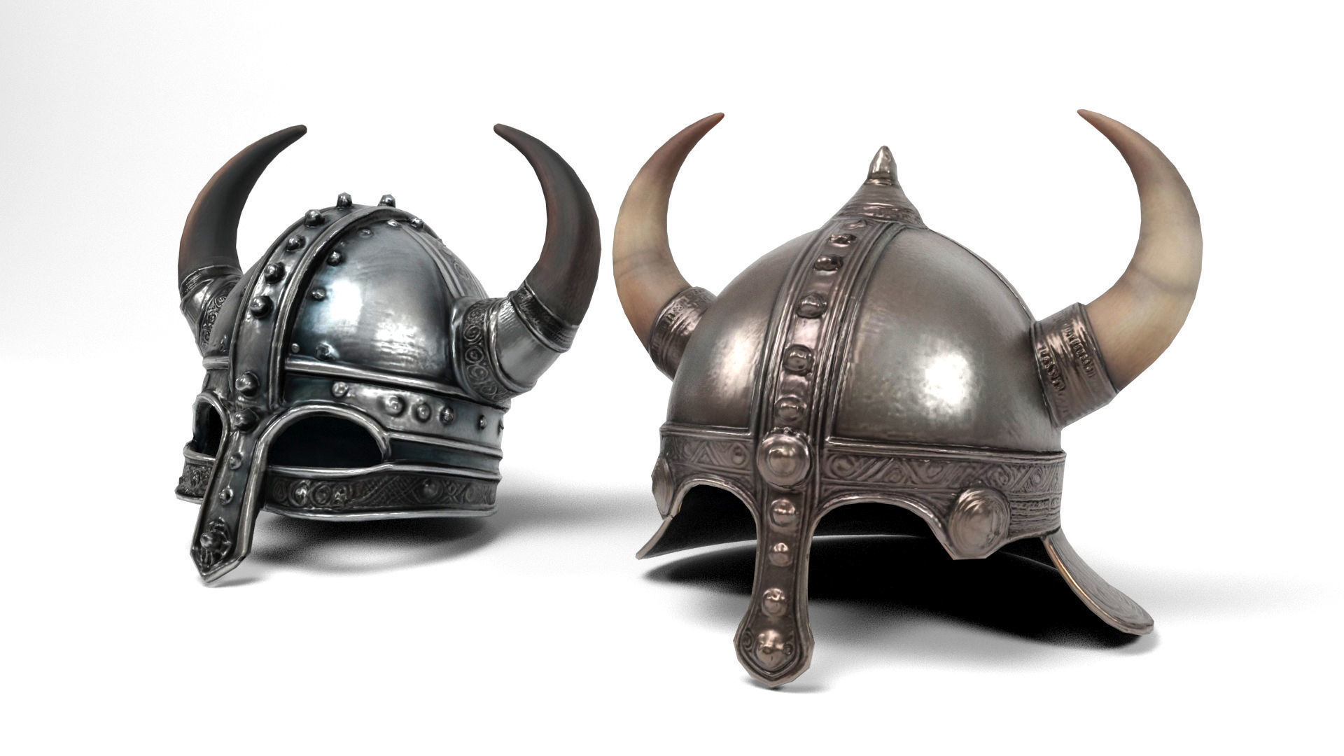 Viking helmets 2 Low-poly 3D model_1