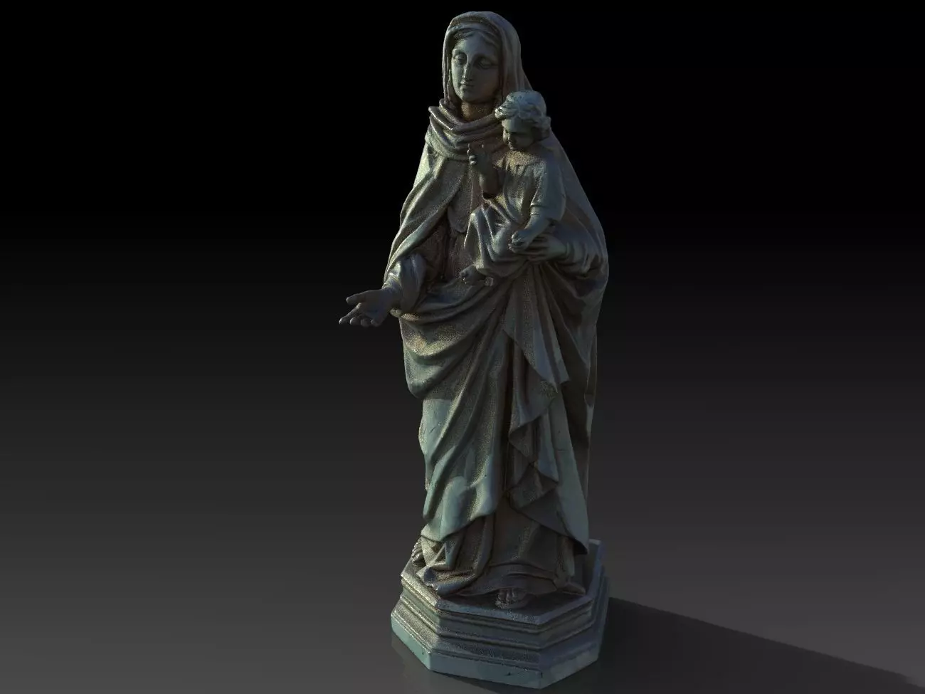 Virgin Mary with Jesus 3D print model_0