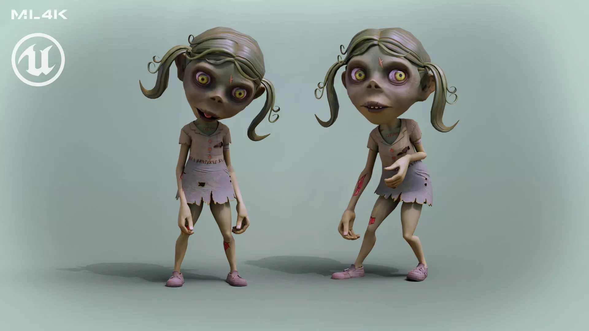 ZombieGirl Low-poly 3D model_0