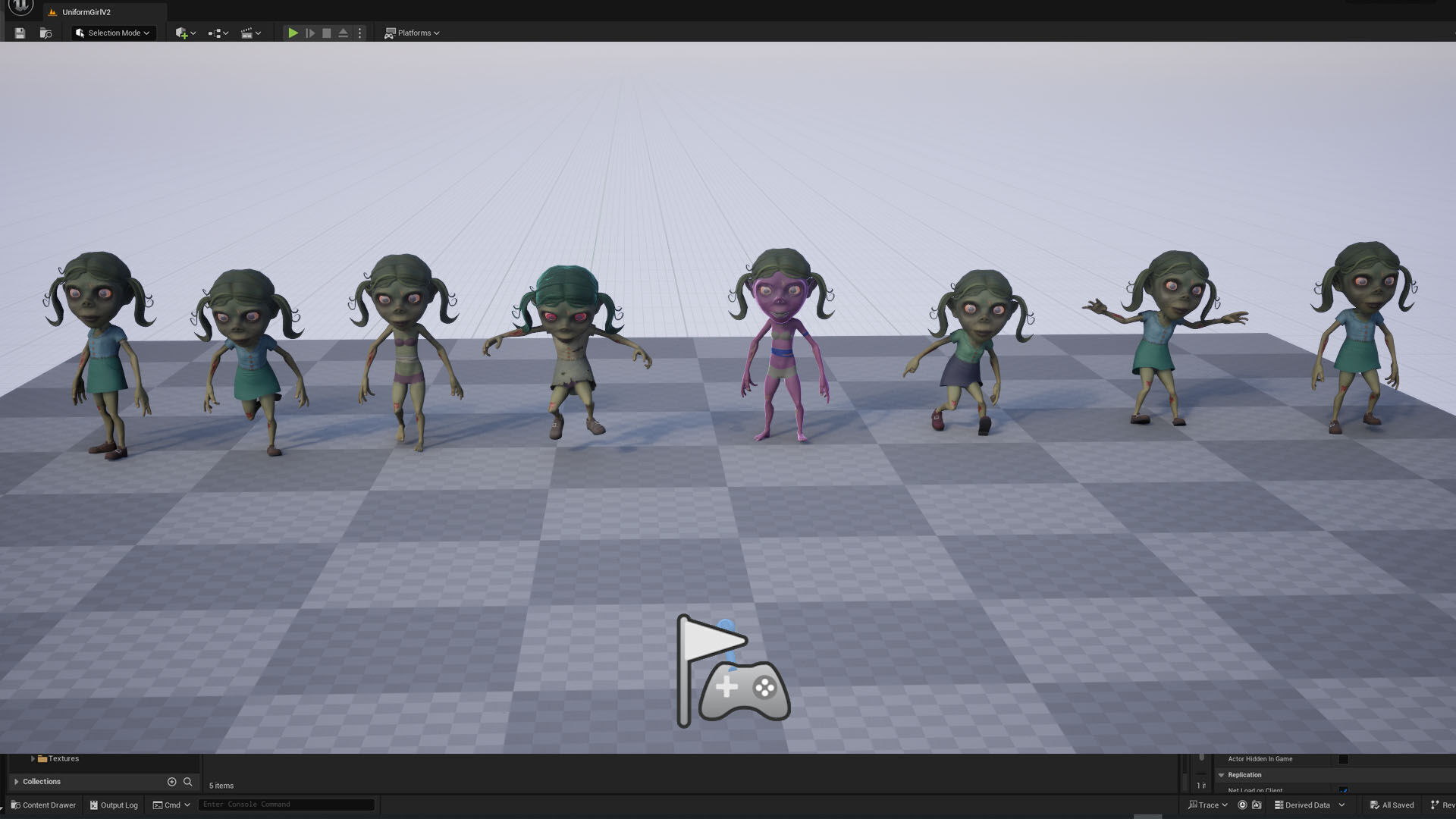 ZombieGirl Low-poly 3D model_8