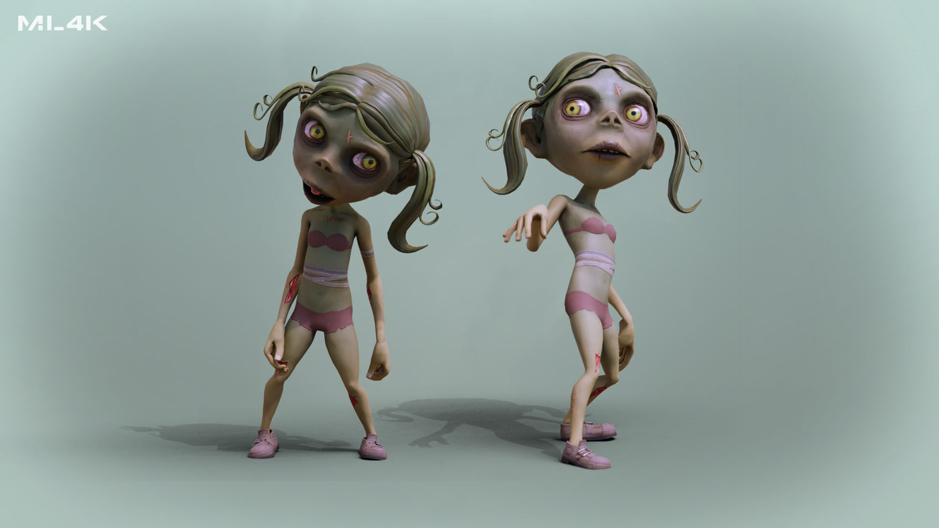 ZombieGirl Low-poly 3D model_2