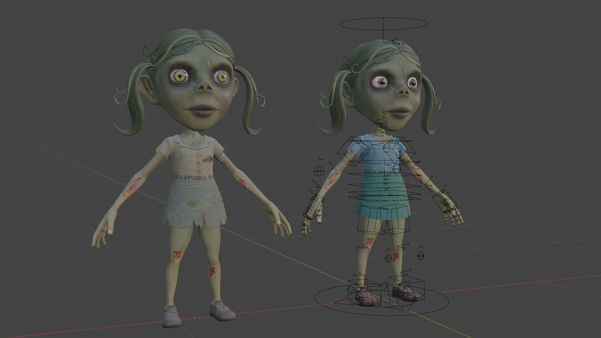 ZombieGirl Low-poly 3D model_5