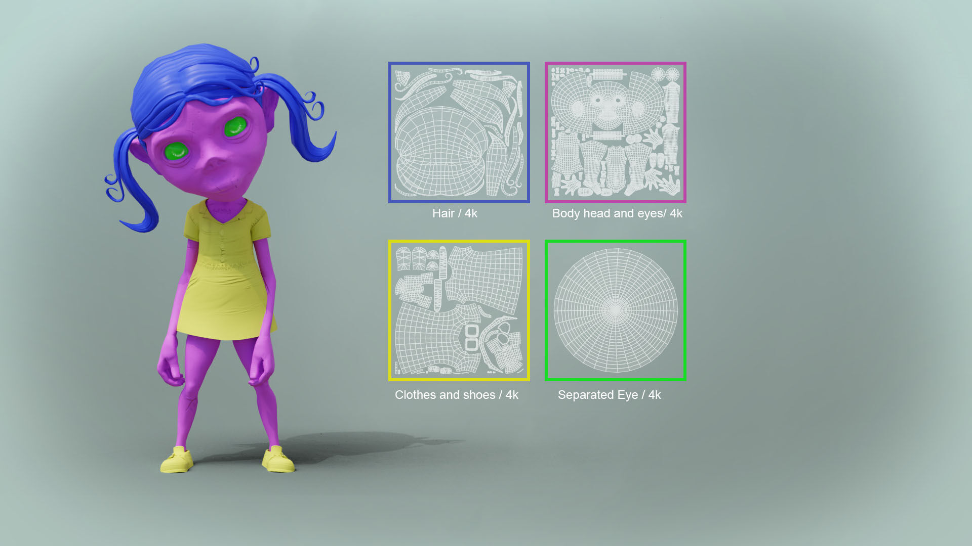 ZombieGirl Low-poly 3D model_4