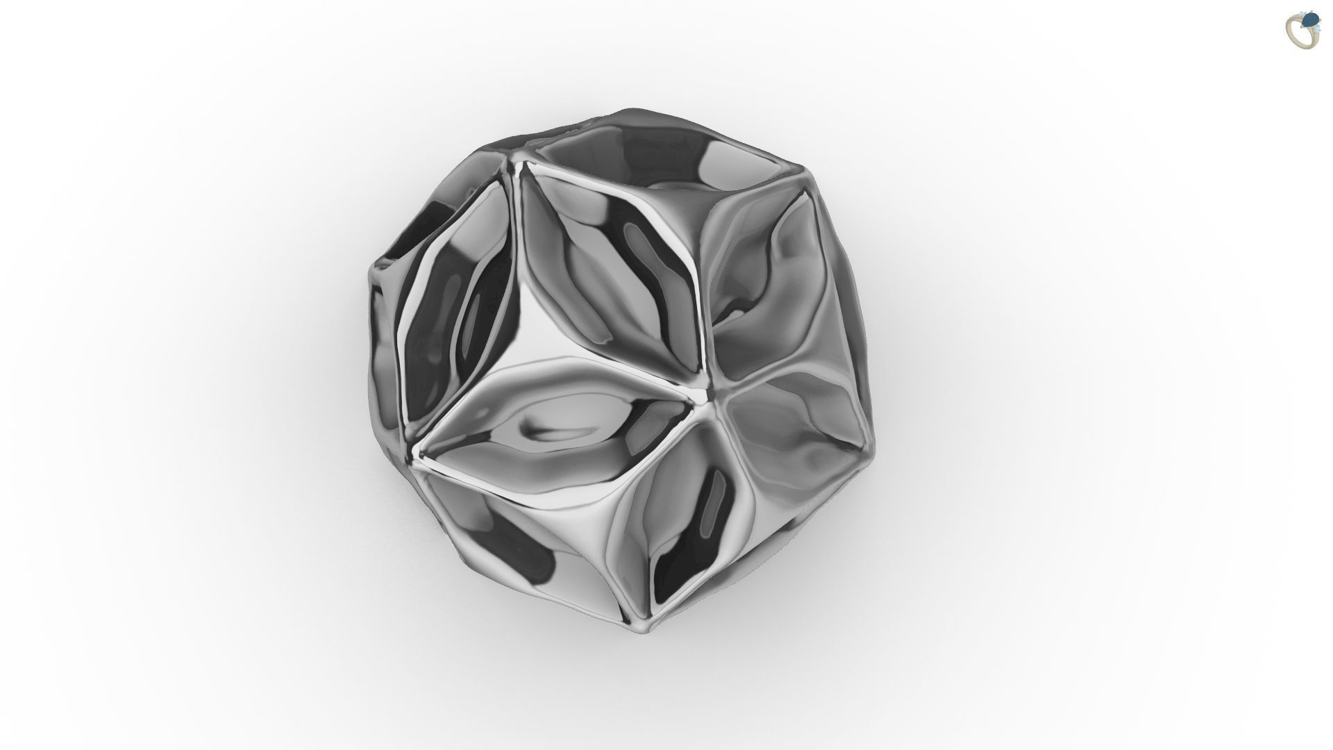 Faceted Decoration Ball and Vase 3D print model_4