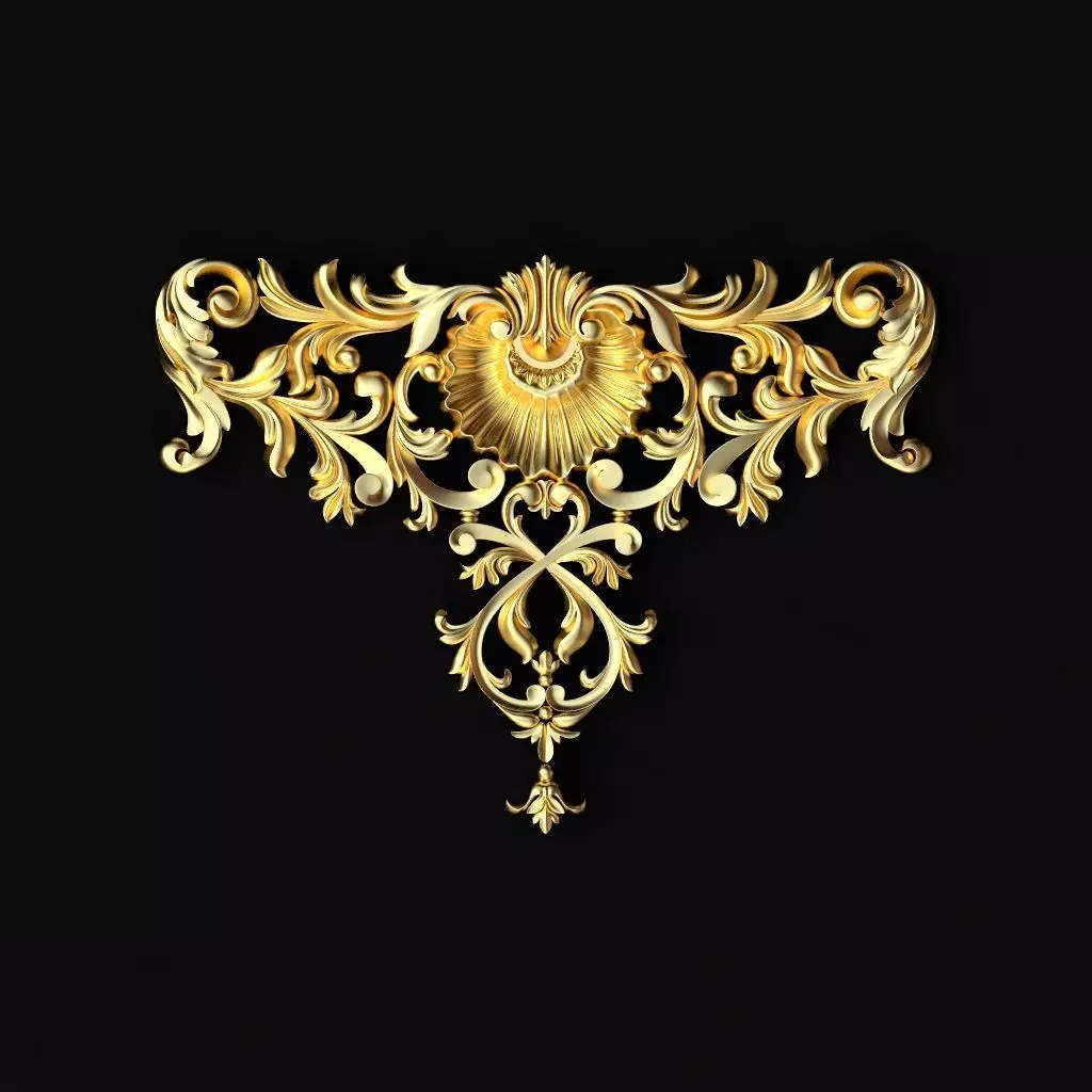 Central decor ornament for furniture 3D model_0