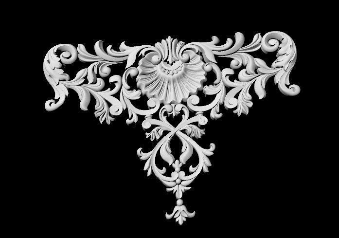 Central decor ornament for furniture 3D model_2