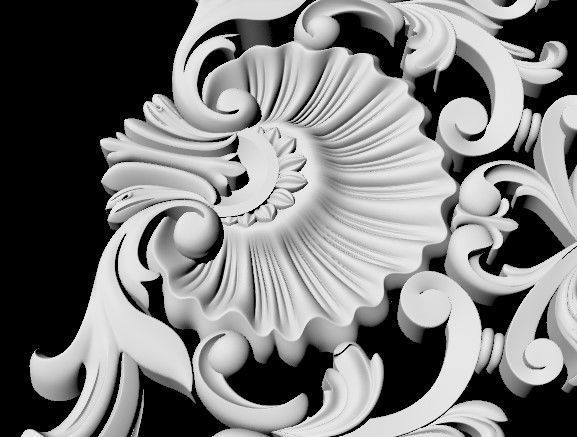 Central decor ornament for furniture 3D model_4