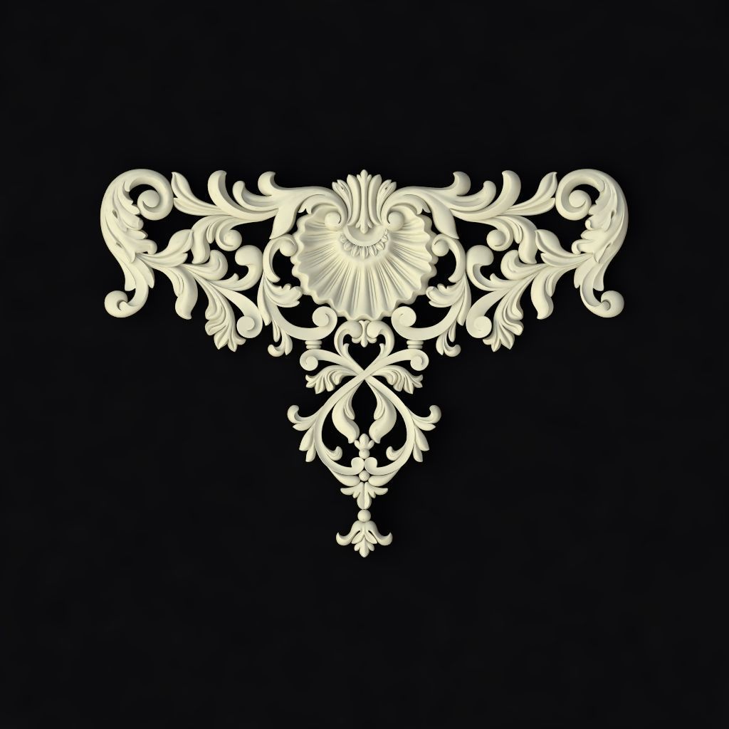 Central decor ornament for furniture 3D model_1