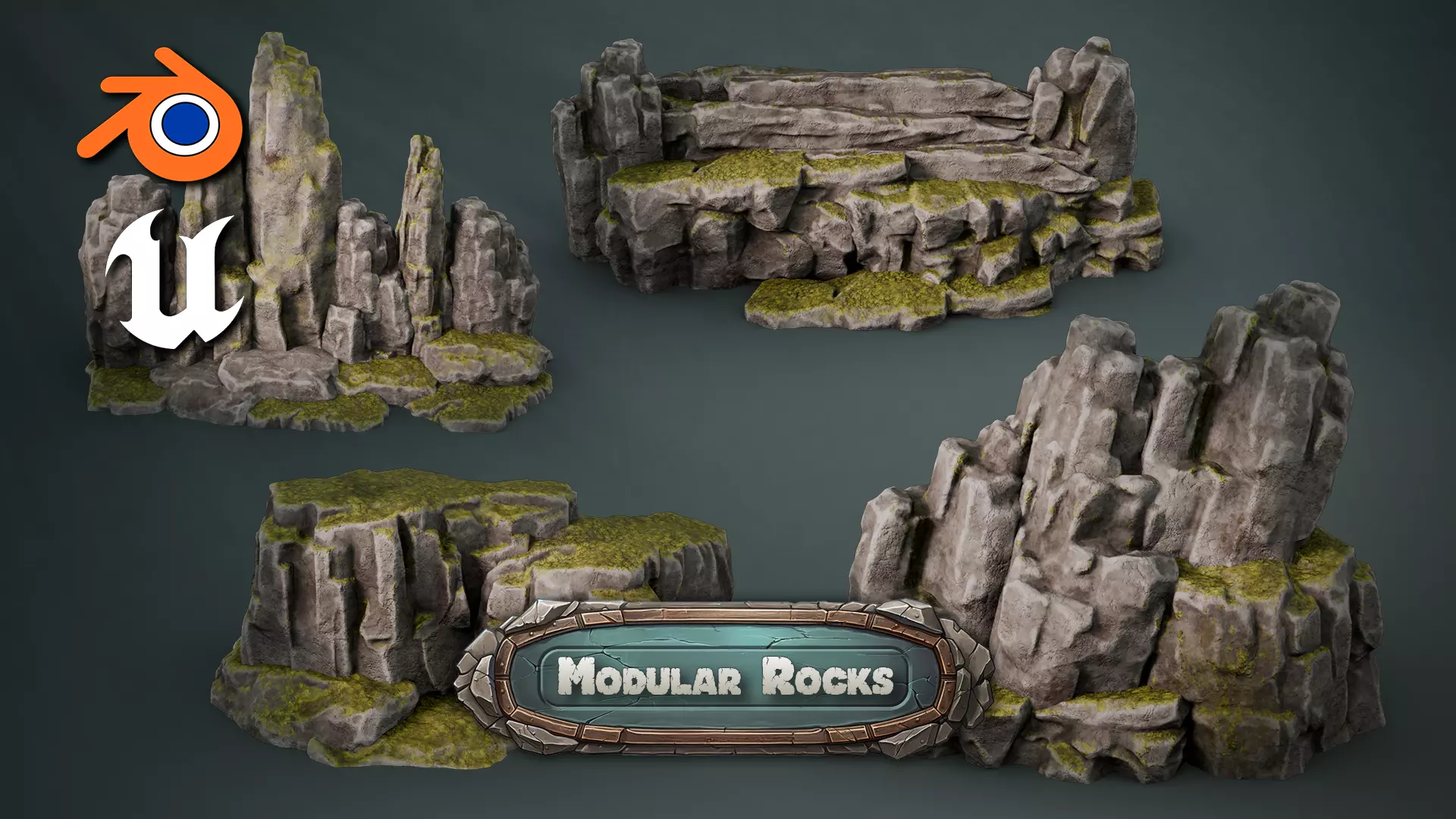 3DT Stylized Rocks and Cliffs Pack  Game Design  3D Asset Pack 3D model_0