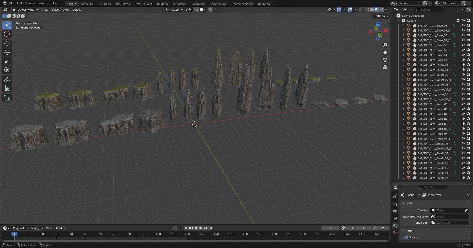 3DT Stylized Rocks and Cliffs Pack  Game Design  3D Asset Pack 3D model_2