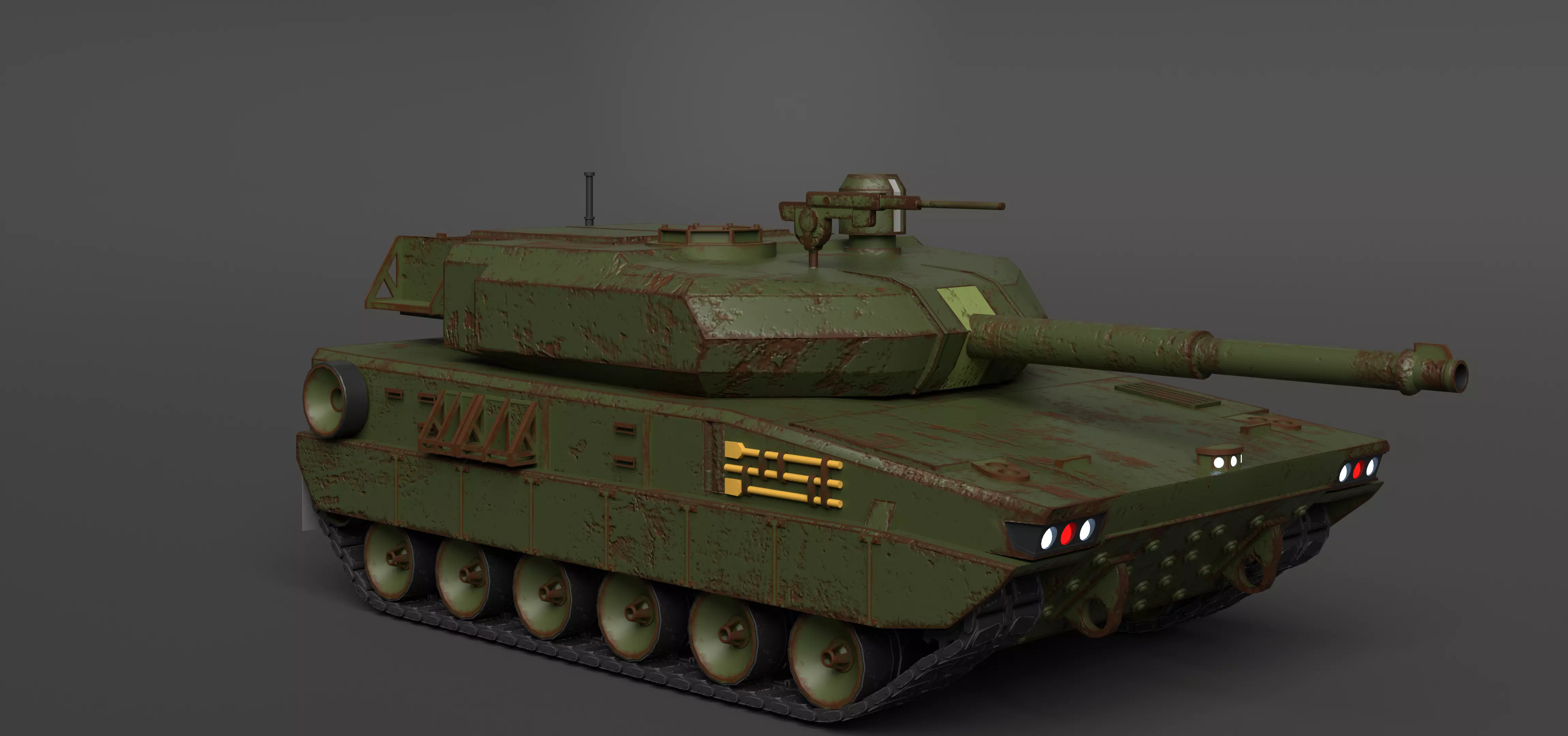 Green Military Tank Low-poly 3D model