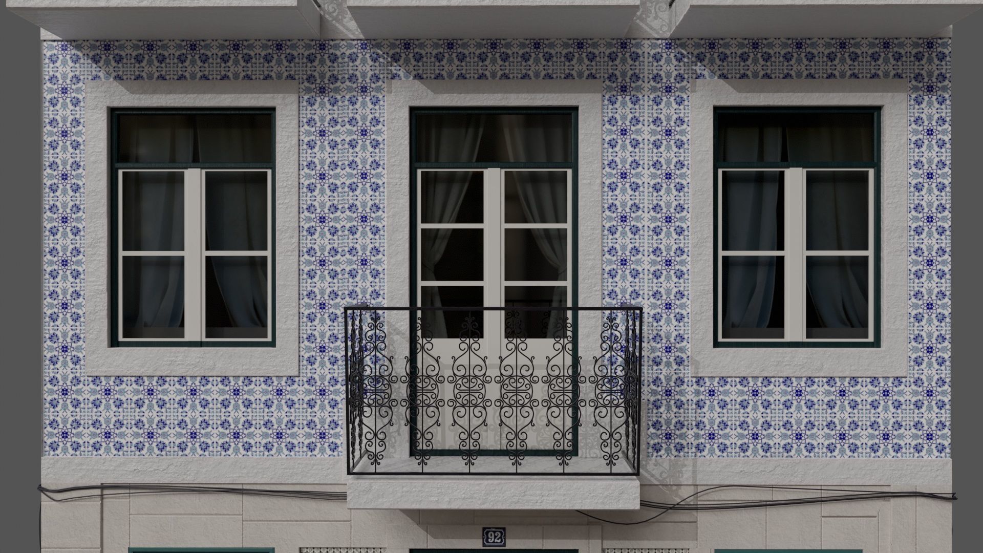 Facade of a Portuguese building 3D model_9