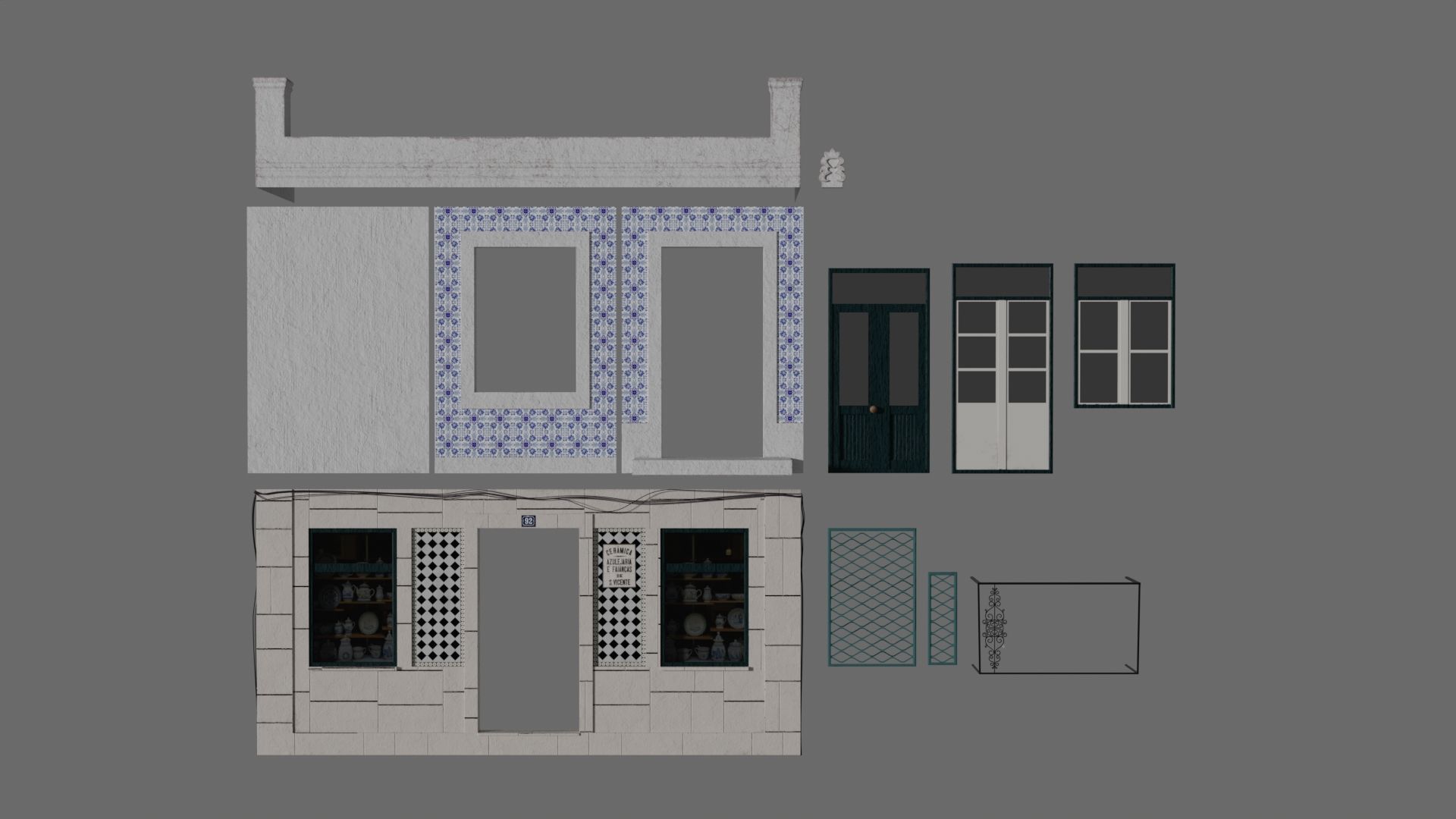 Facade of a Portuguese building 3D model_15
