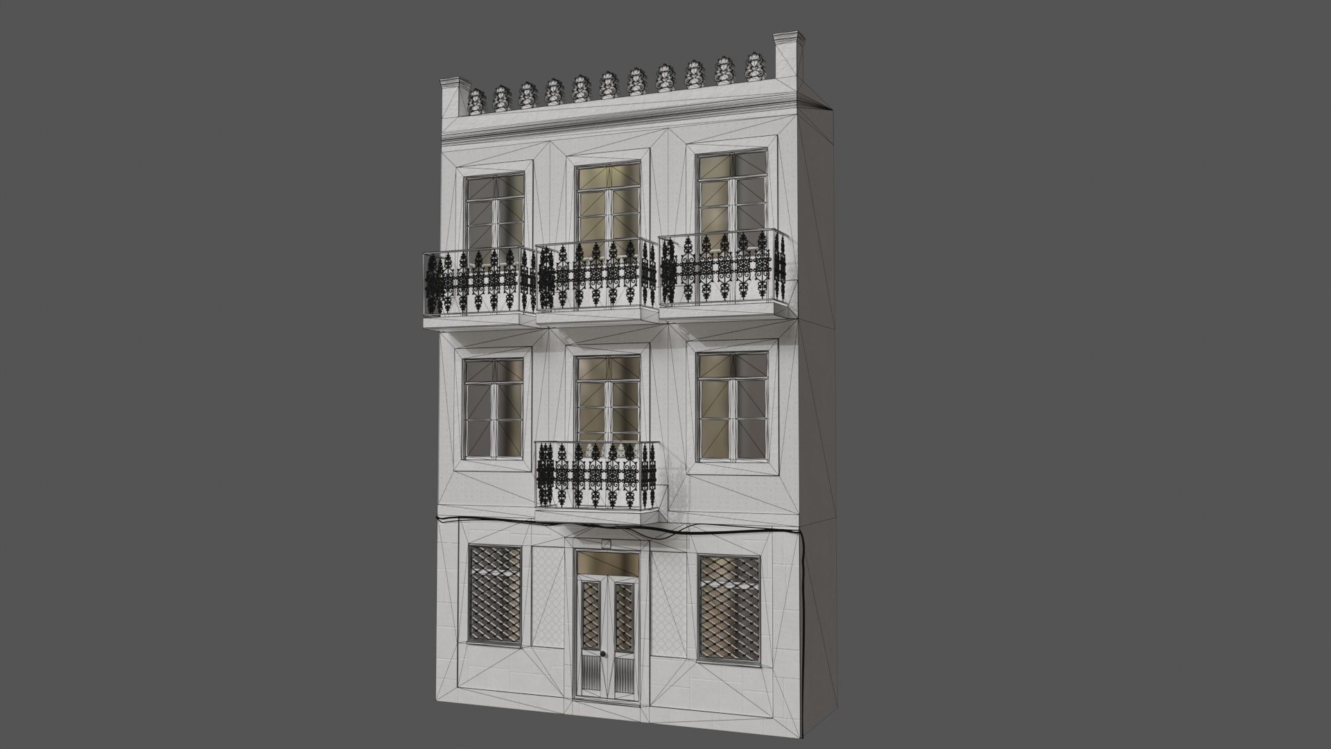 Facade of a Portuguese building 3D model_16
