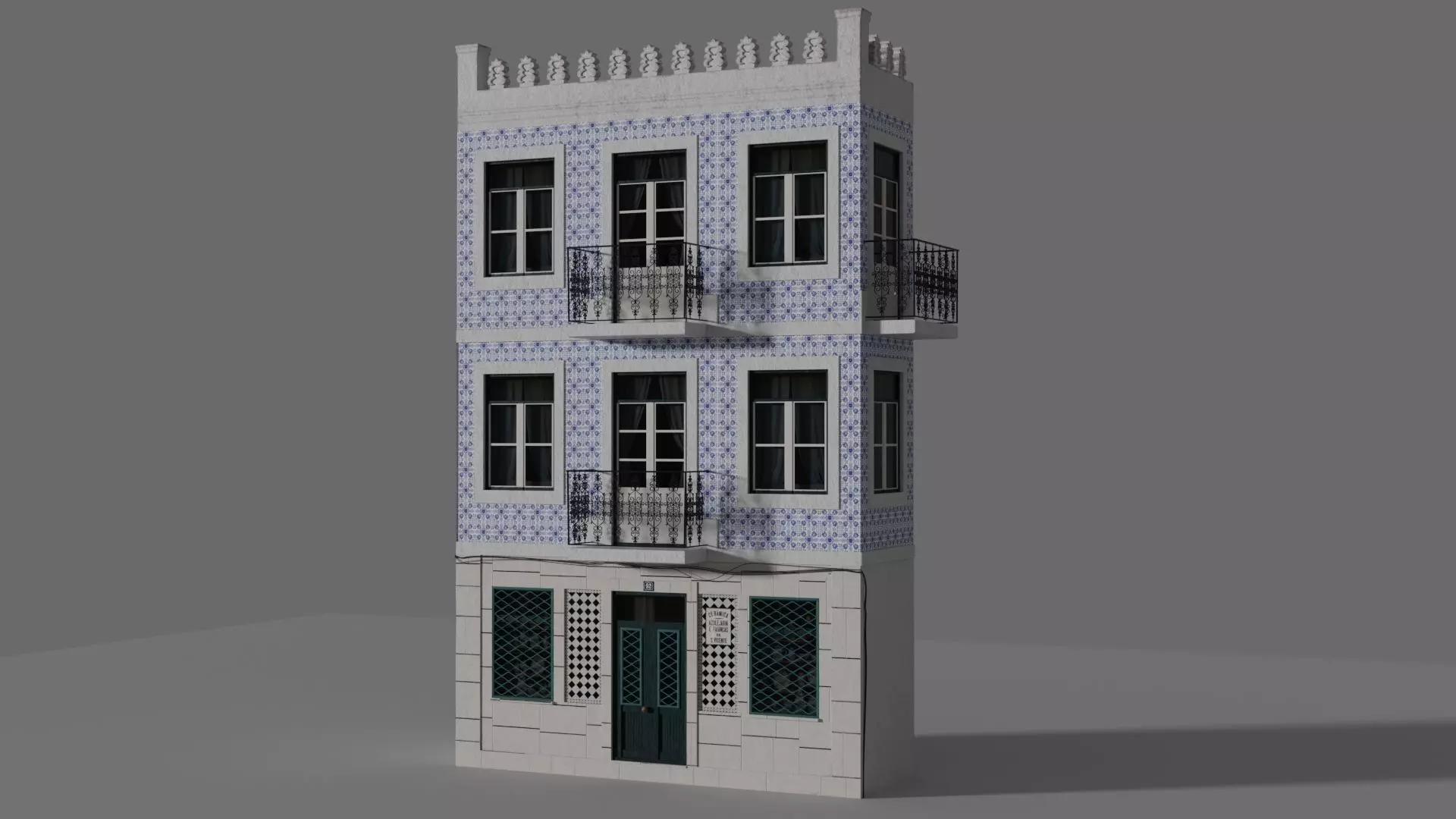 Facade of a Portuguese building 3D model_0