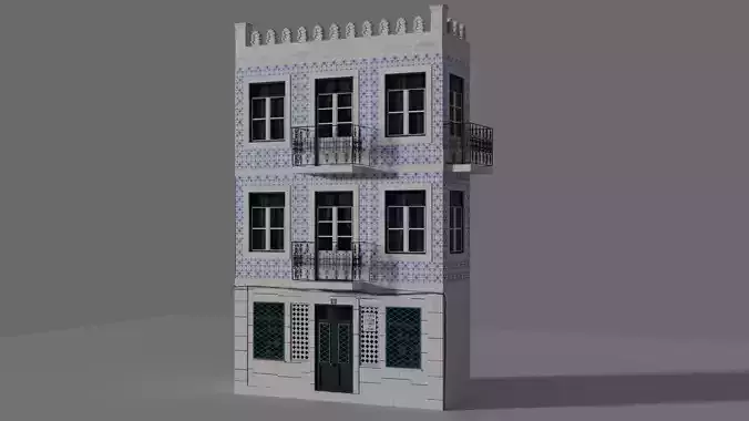 Facade of a Portuguese building 3D model Facade of a Portuguese building 3D model