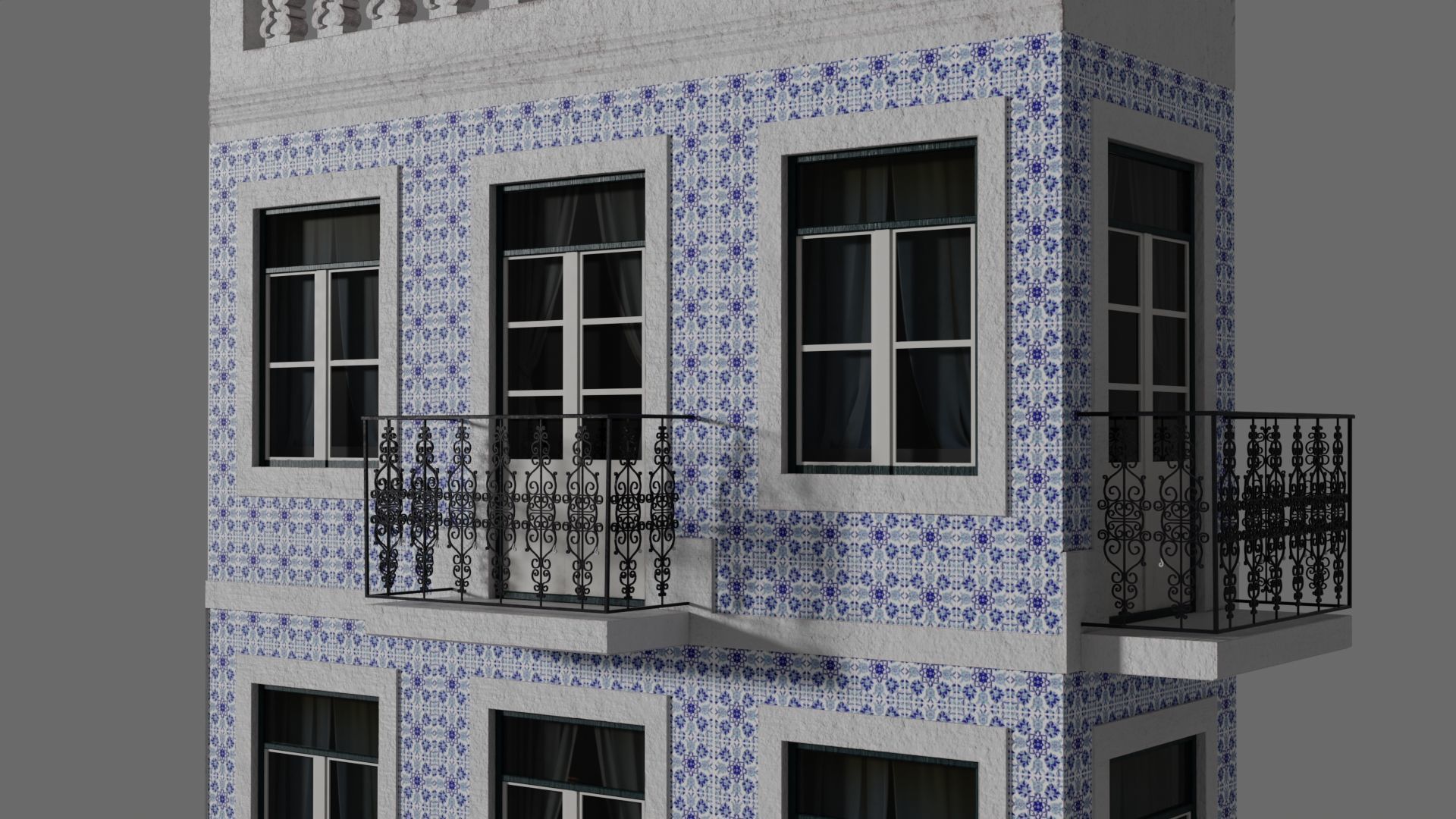 Facade of a Portuguese building 3D model_14