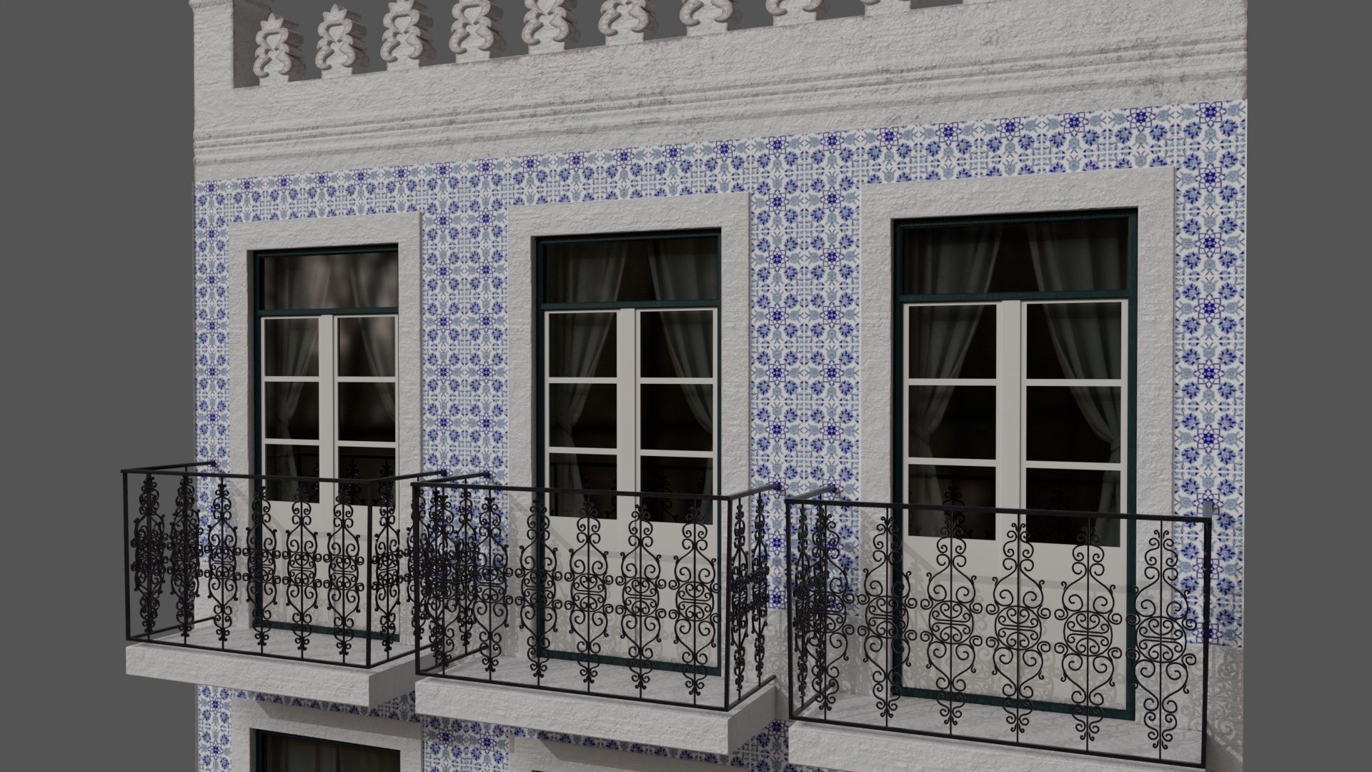 Facade of a Portuguese building 3D model_12
