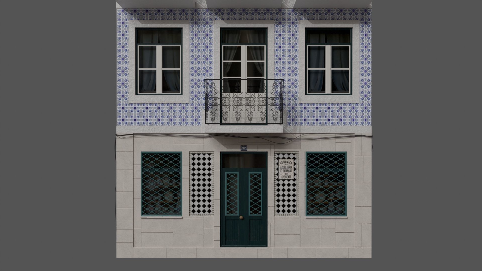 Facade of a Portuguese building 3D model_5