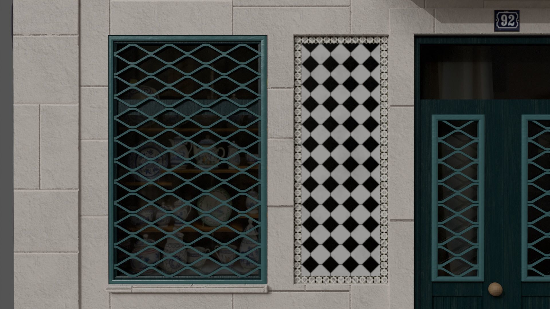 Facade of a Portuguese building 3D model_8