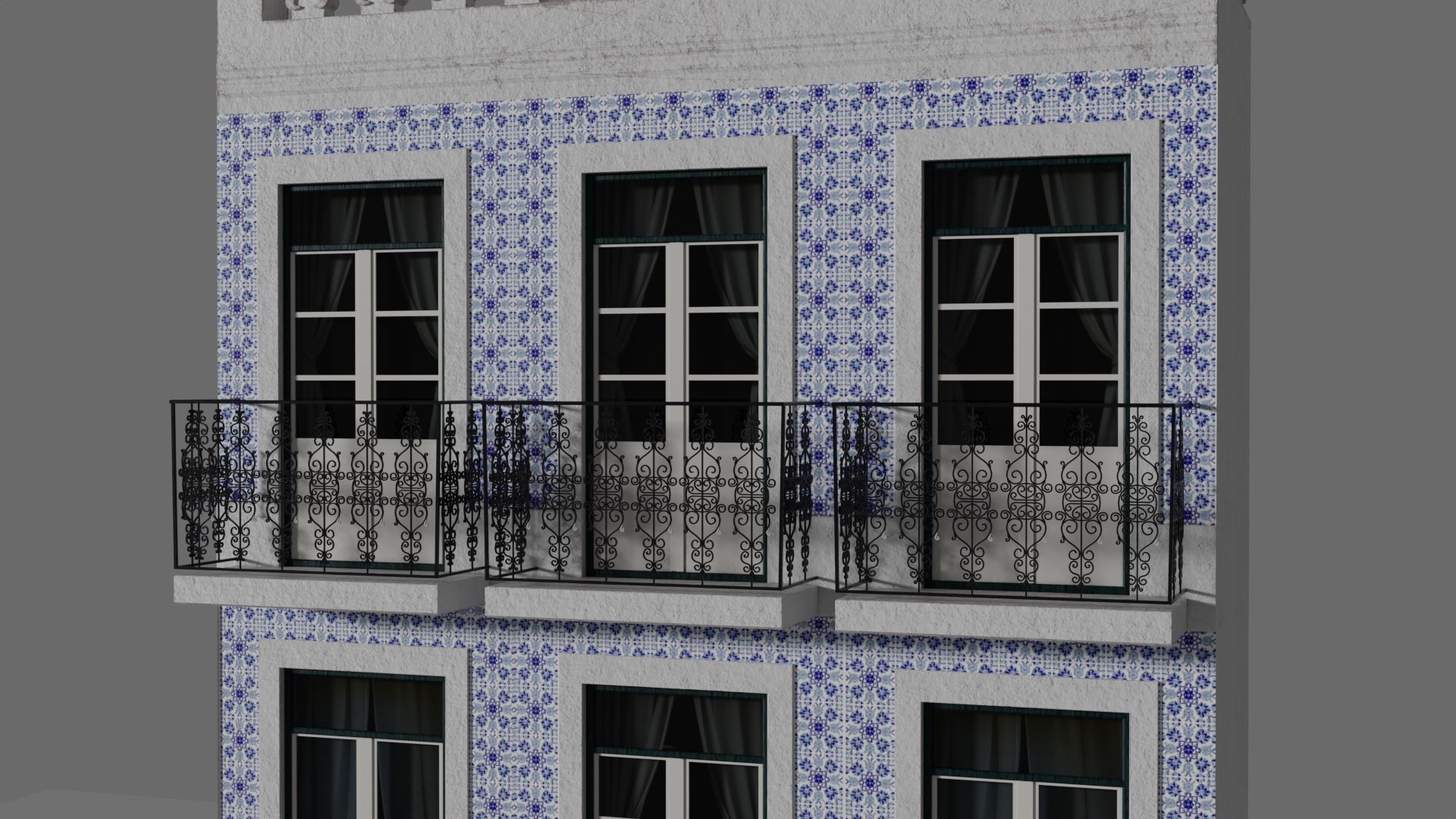Facade of a Portuguese building 3D model_11