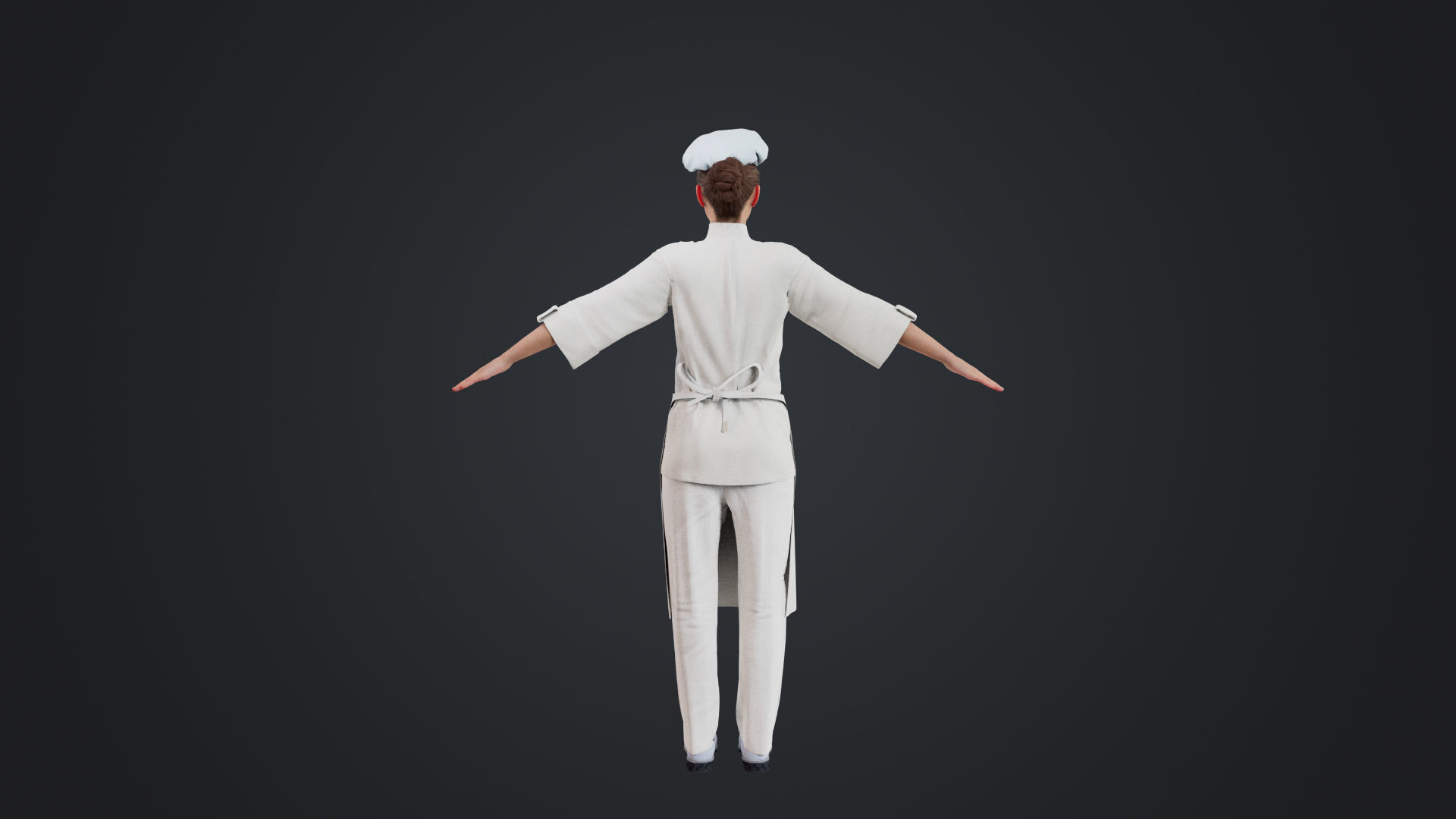 Female Chef Rigged Low-poly 3D model_5