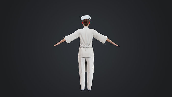Female Chef Rigged Low-poly 3D model 6