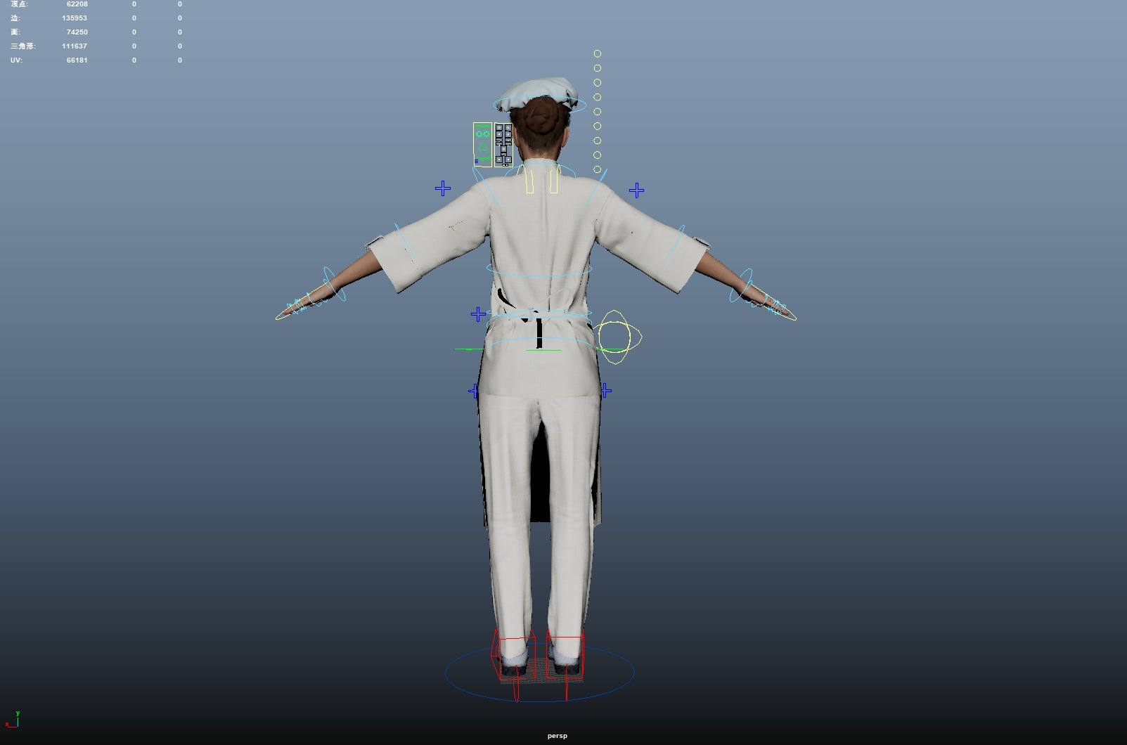 Female Chef Rigged Low-poly 3D model_21