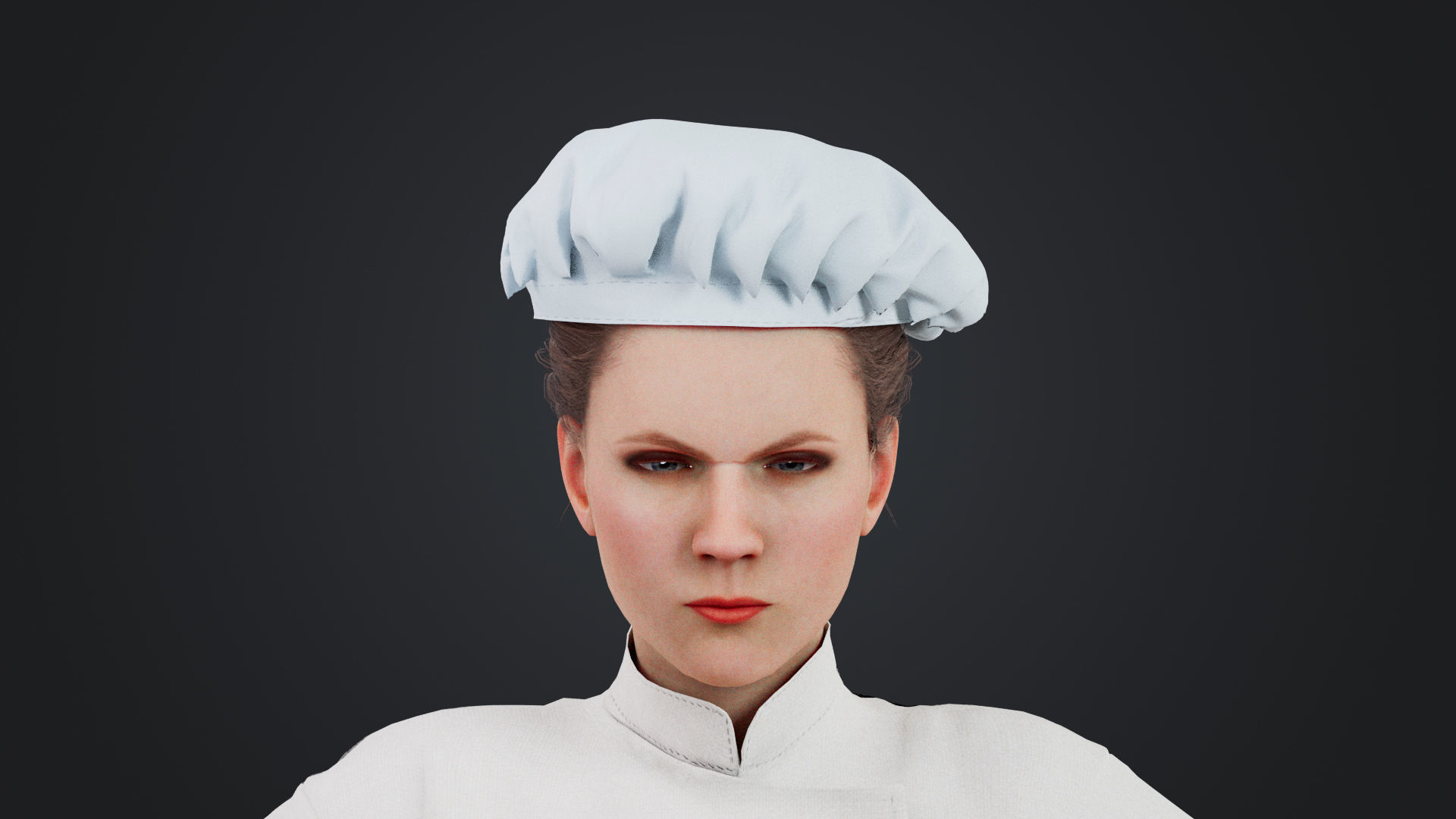 Female Chef Rigged Low-poly 3D model_12