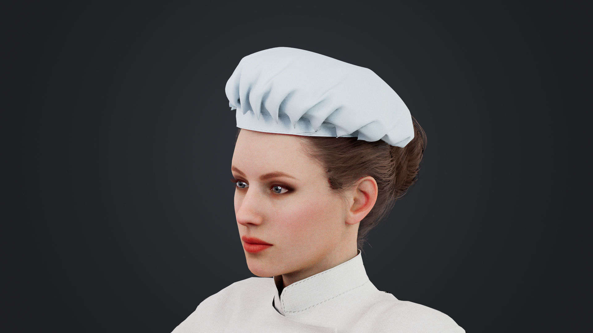 Female Chef Rigged Low-poly 3D model_7