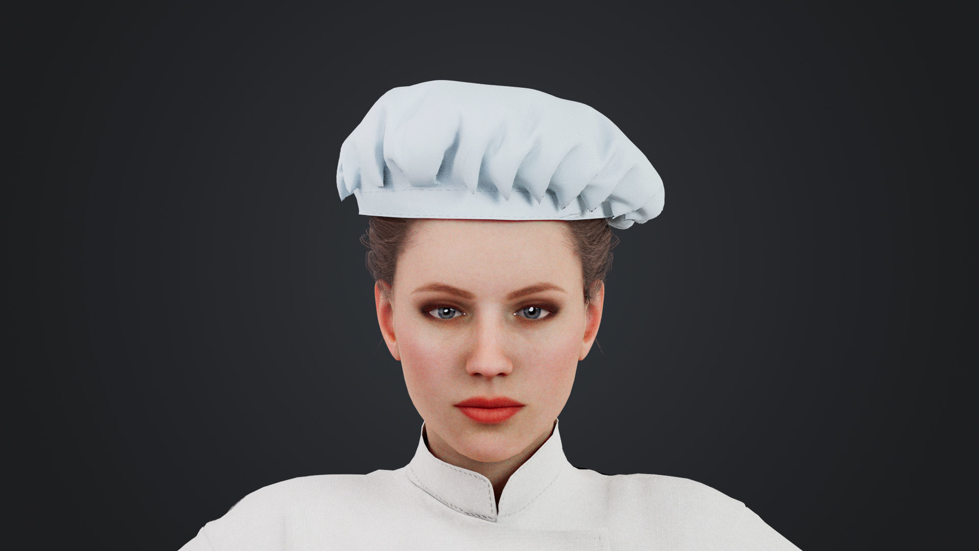 Female Chef Rigged Low-poly 3D model_6