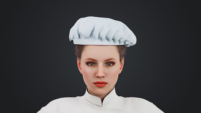 Female Chef Rigged Low-poly 3D model 7