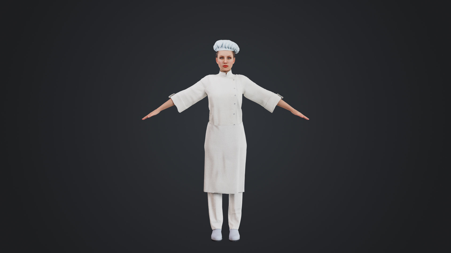 Female Chef Rigged Low-poly 3D model_1