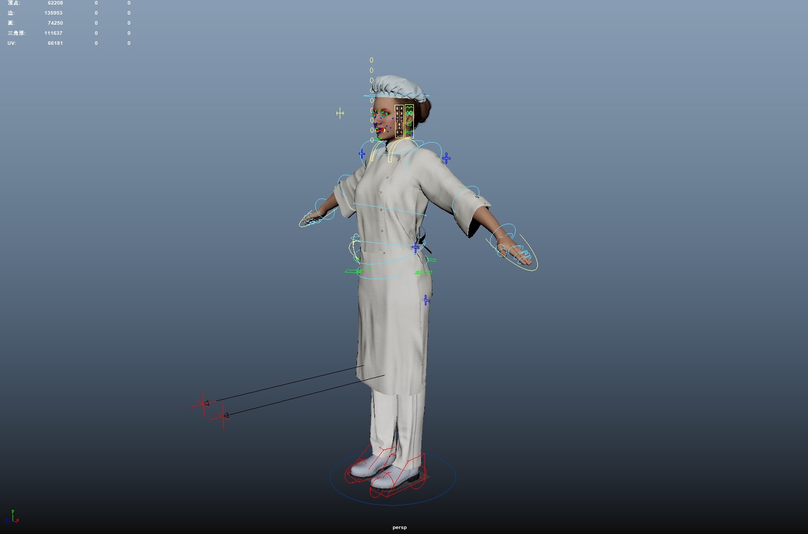 Female Chef Rigged Low-poly 3D model_19