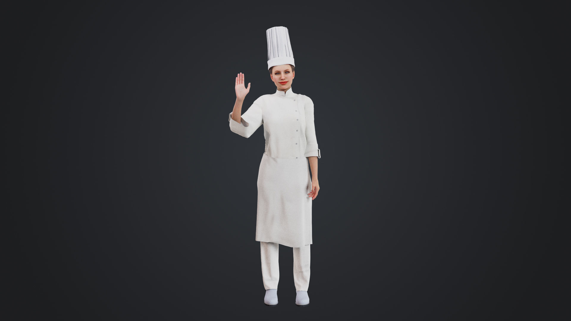 Female Chef Rigged Low-poly 3D model_16