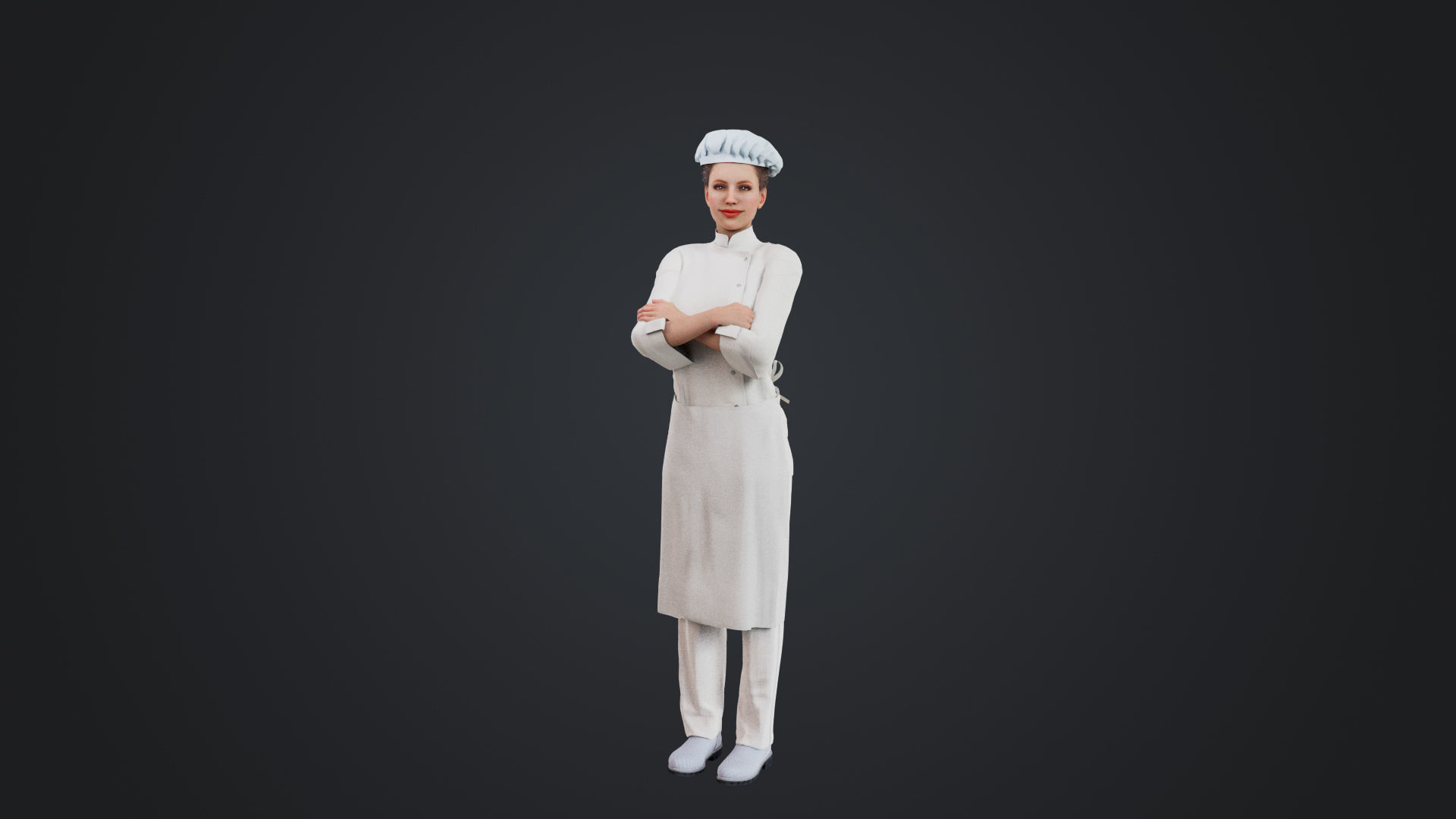Female Chef Rigged Low-poly 3D model_15