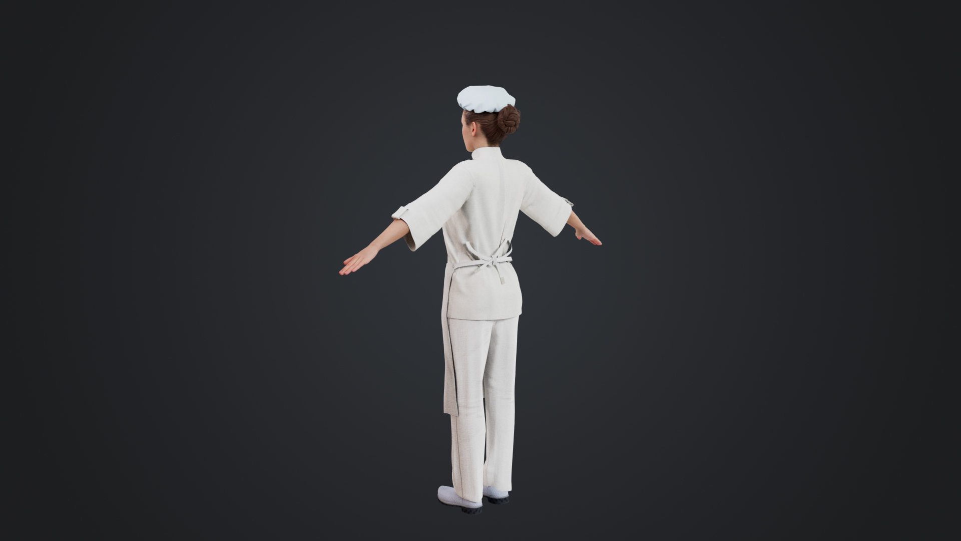 Female Chef Rigged Low-poly 3D model_4