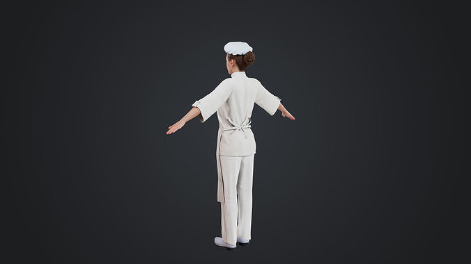 Female Chef Rigged Low-poly 3D model 5