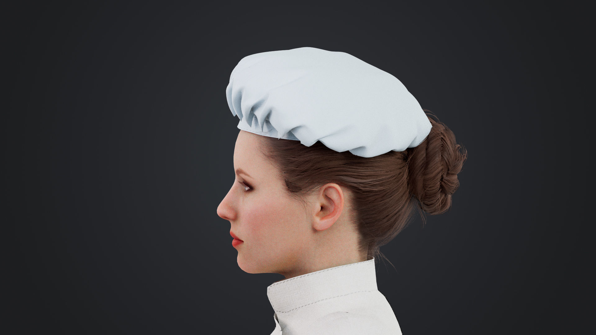 Female Chef Rigged Low-poly 3D model_8