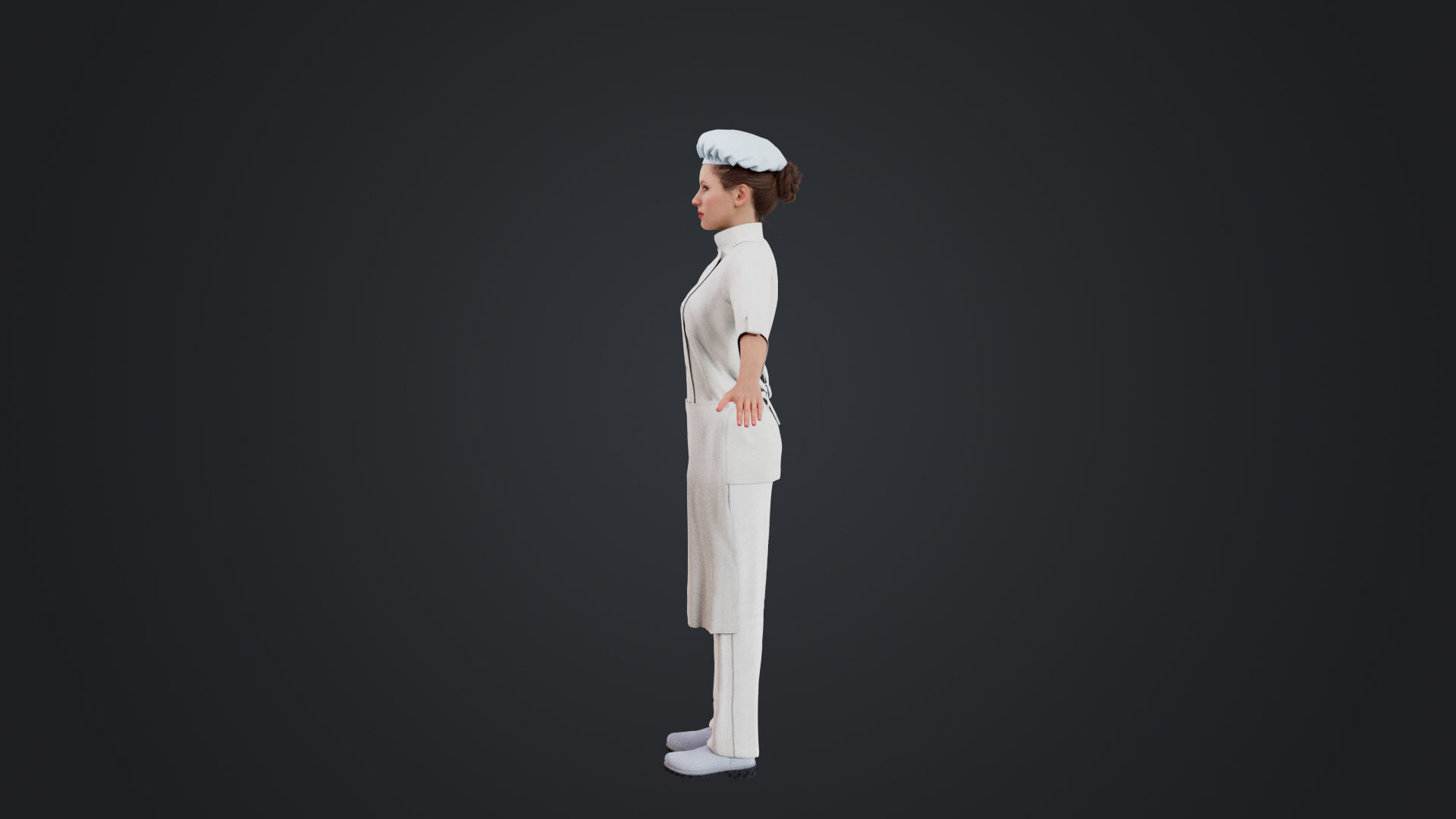 Female Chef Rigged Low-poly 3D model_3