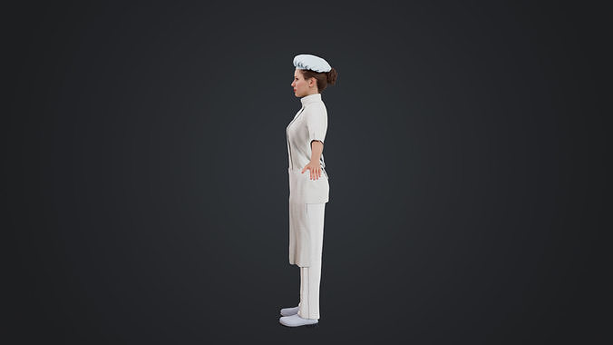 Female Chef Rigged Low-poly 3D model 4