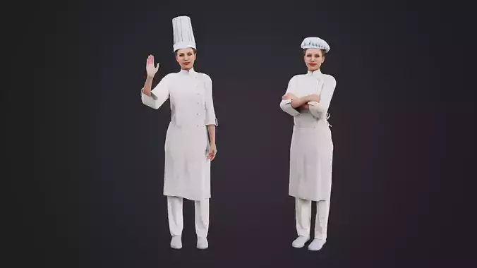Female Chef Rigged Low-poly 3D model