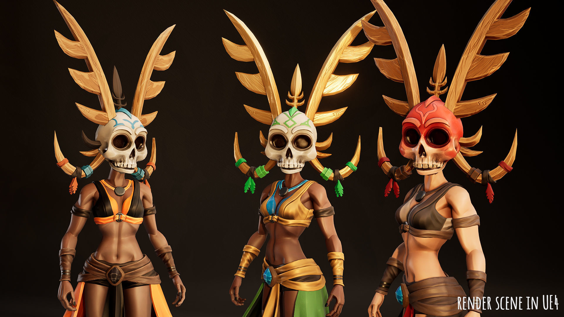 Stylized Female Horror 1 Low-poly 3D model_17