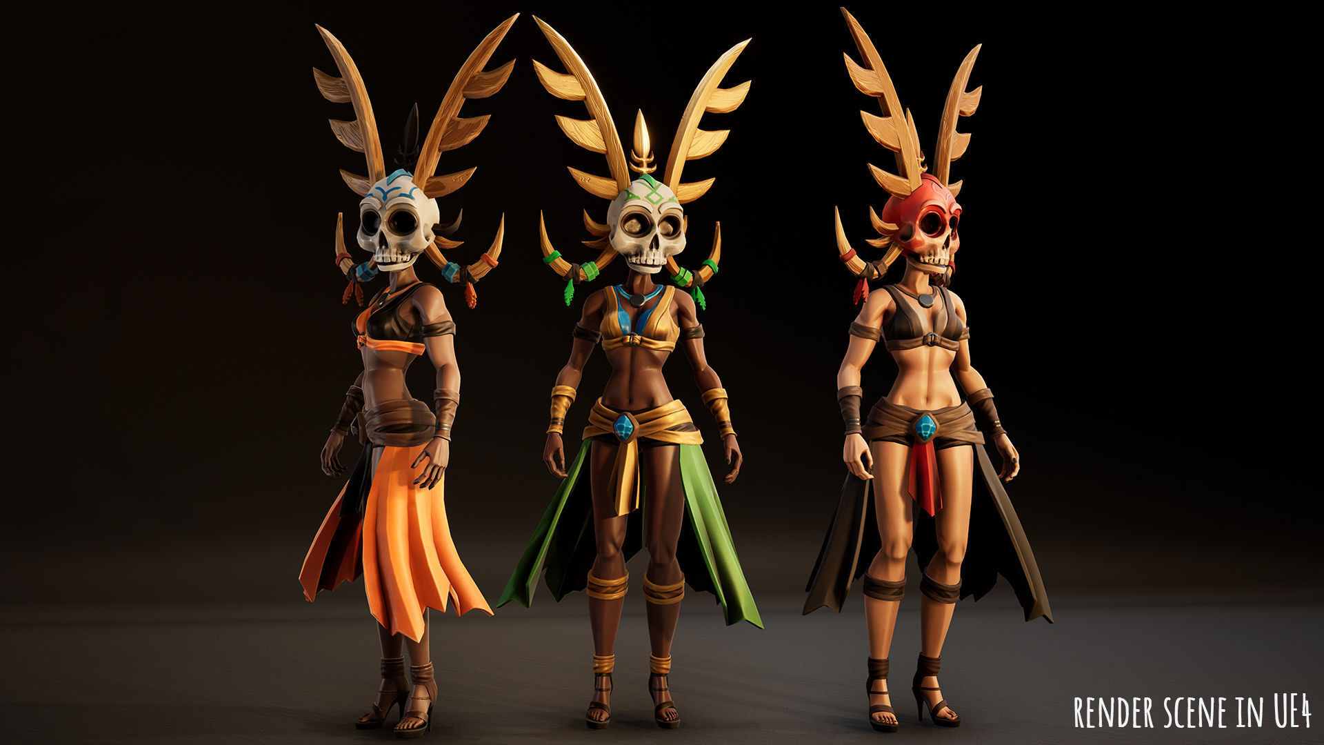 Stylized Female Horror 1 Low-poly 3D model_2