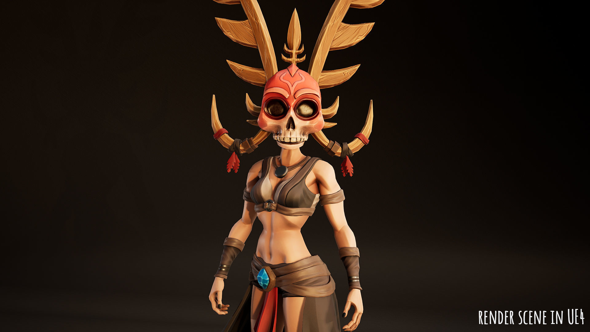 Stylized Female Horror 1 Low-poly 3D model_7