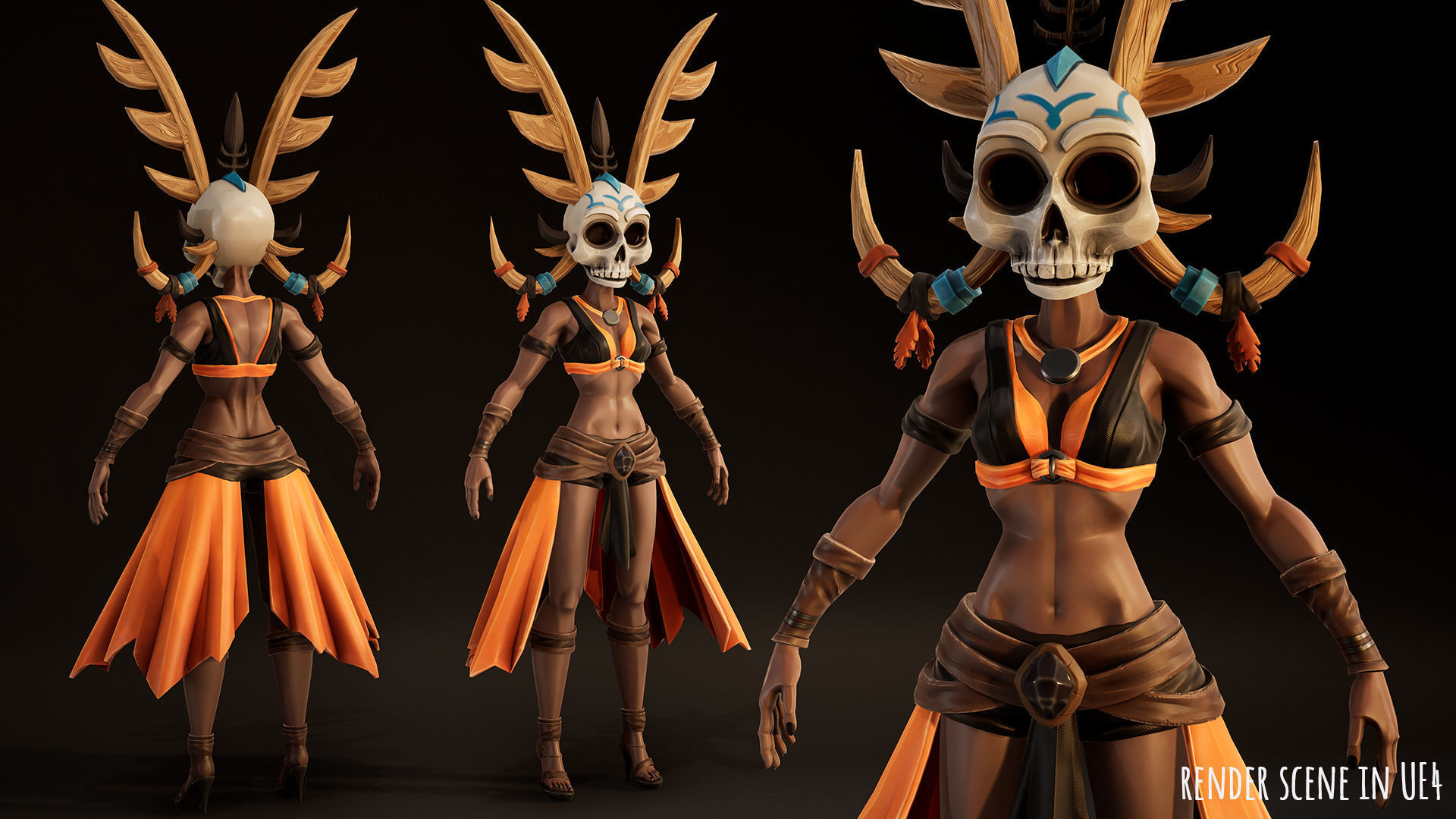 Stylized Female Horror 1 Low-poly 3D model_6