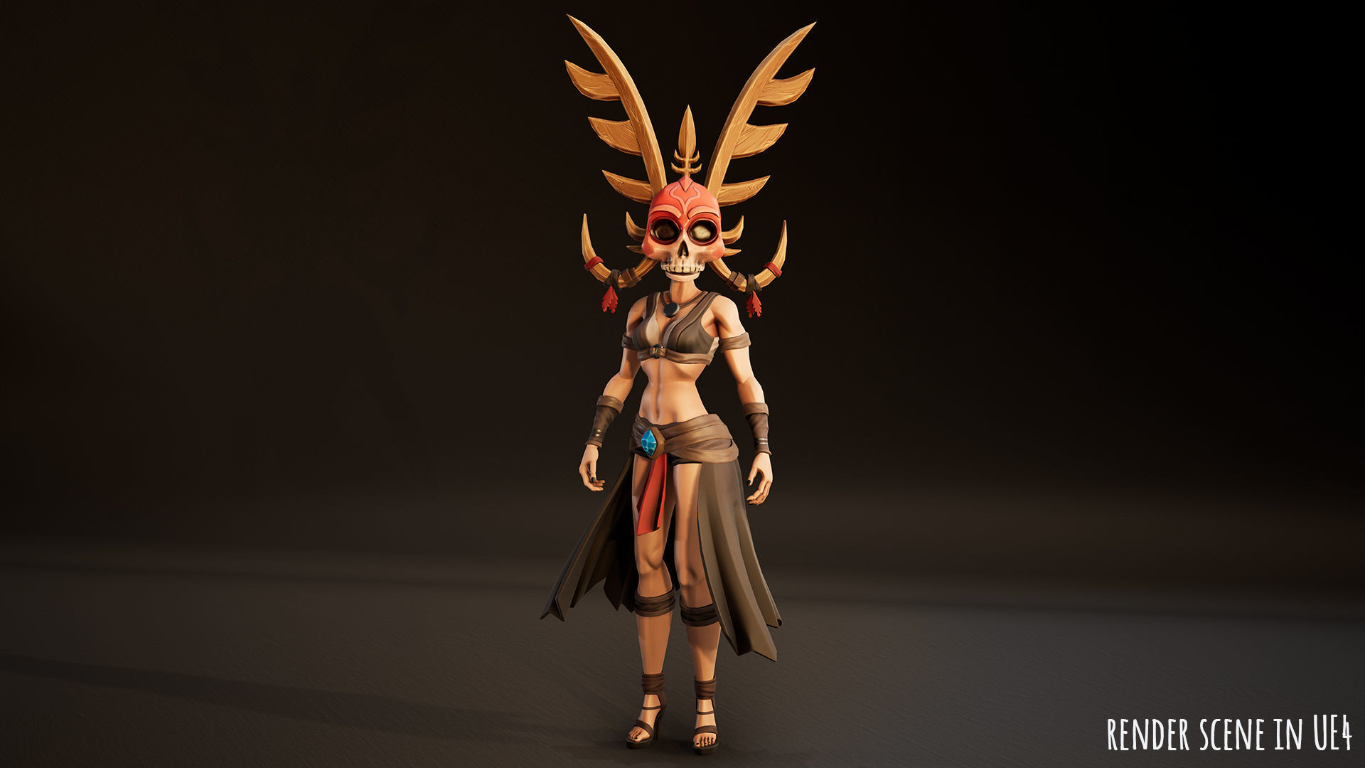 Stylized Female Horror 1 Low-poly 3D model_3