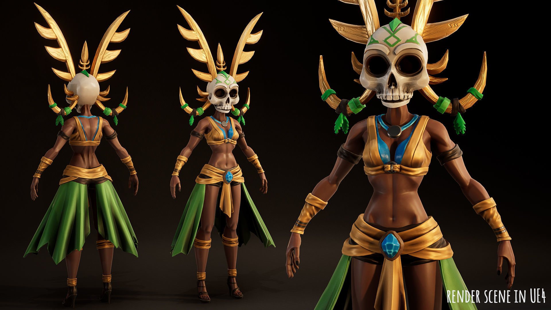 Stylized Female Horror 1 Low-poly 3D model_4